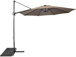 Lesli Zweef Parasol Gemini De Luxe 3 Mtr -Tuin Hart Boutique lesli zweefparasol gemini de luxe 3 meter taupe 53044