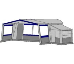 Te Velde Voortent De Vaart Standaard 310 Cm. -Tuin Hart Boutique te velde voortenten met uitbouw en luifel de vaart standaard blauw33